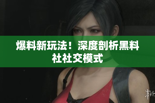 爆料新玩法！深度剖析黑料社社交模式