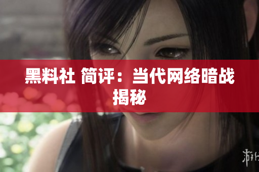 黑料社 简评：当代网络暗战揭秘