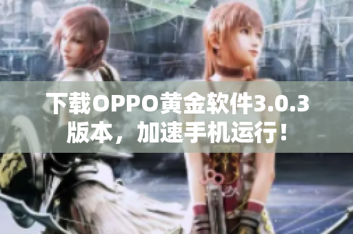 下载OPPO黄金软件3.0.3版本，加速手机运行！