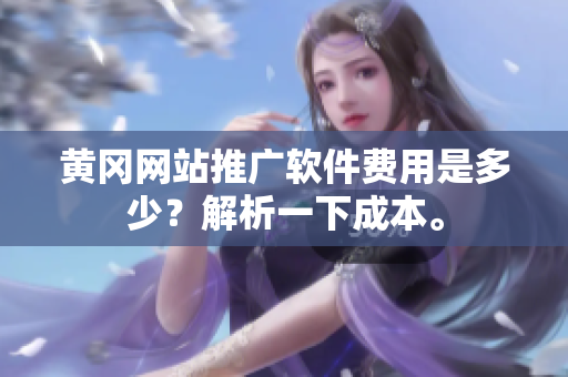 黄冈网站推广软件费用是多少？解析一下成本。