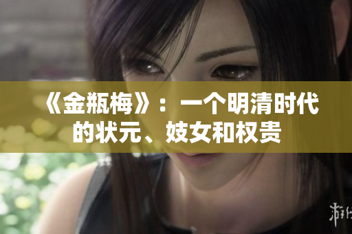《金瓶梅》：一个明清时代的状元、妓女和权贵