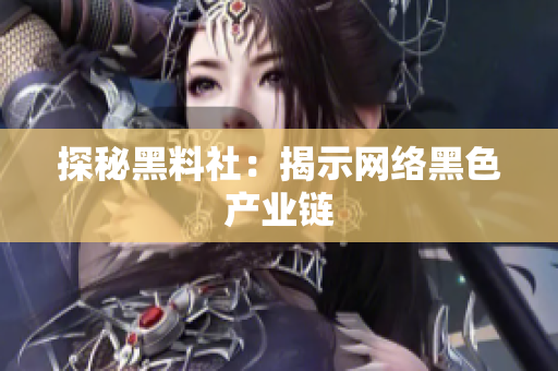 探秘黑料社：揭示网络黑色产业链