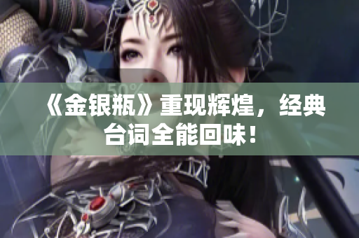 《金银瓶》重现辉煌，经典台词全能回味！