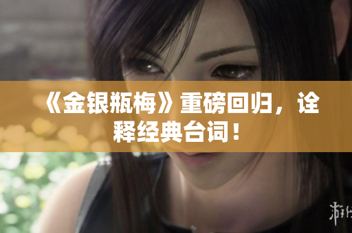《金银瓶梅》重磅回归，诠释经典台词！